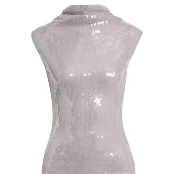 16Arlington Luna Lilac sequined mini dress w/ mock turtlneck SZ 2 - Picture 2 of 8